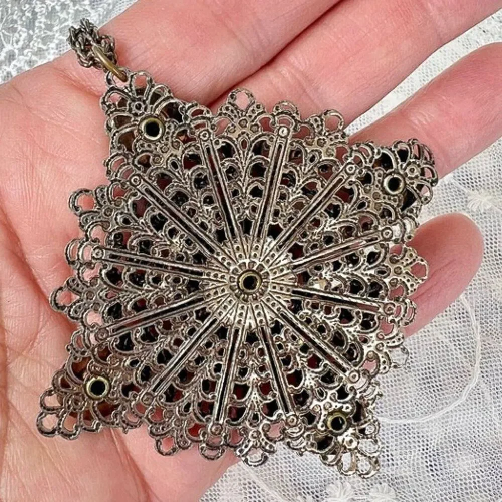 Vintage Victorian Revival Faux Turquoise Pendant Necklace